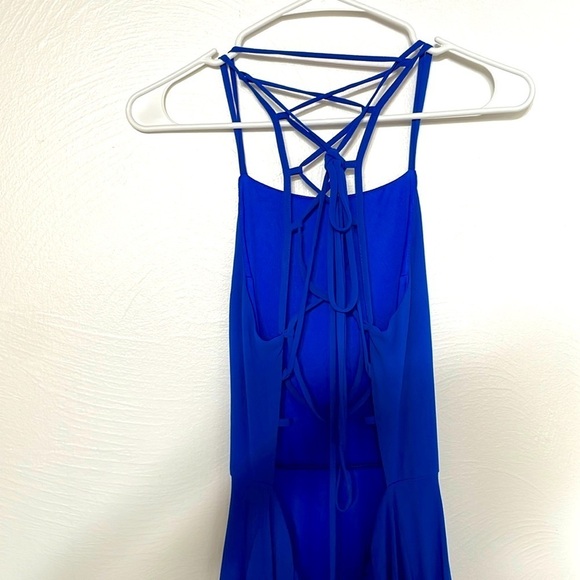 Lulu's cobalt blue halter back straps maxi dress - Picture 3 of 5